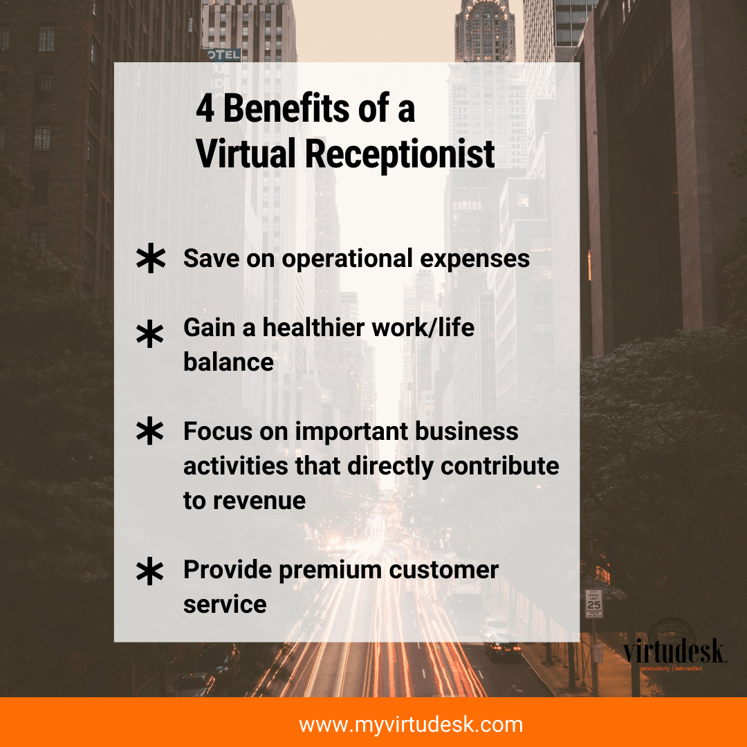 4 benefits of virtual receptionist infographic