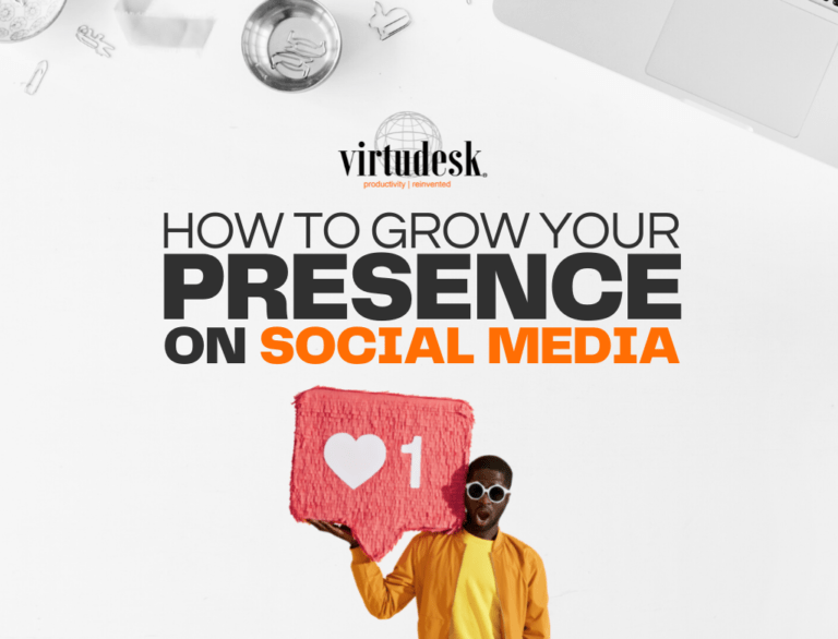 Grow Your presence on social media guy holding box