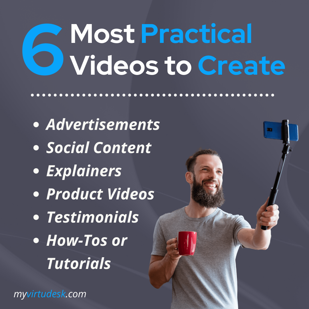 Video Marketing for Business infographic guy holding selfie stick