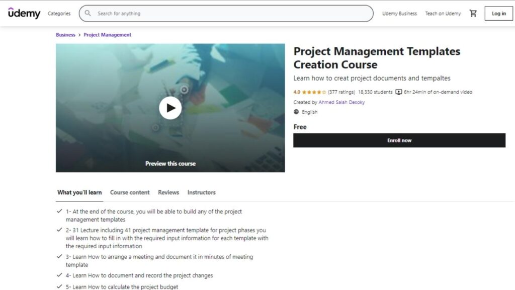 Udemy Project Management Templates Creation virtual assistant training usa