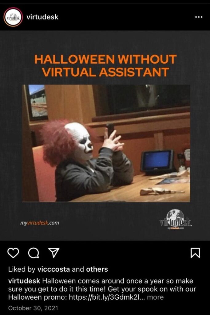 virtudesk halloween meme content ideas social media