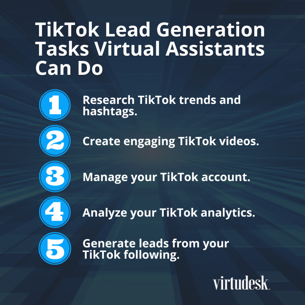 tiktok virtual assistant lead generation tasks