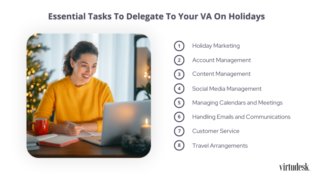 holiday virtual assistant tasks vacation thanksgiving christmas